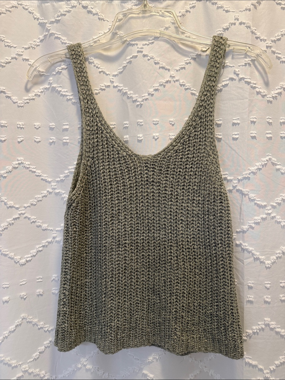 Crochet Tank Moon & Madison women small summer vacation green